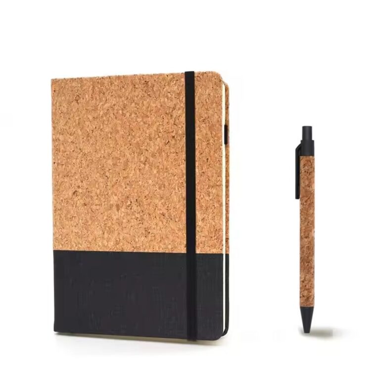 Customize Logo Eco-friendly Cork Cover Notebook with Pen | Sustainable Stationery Gift Set