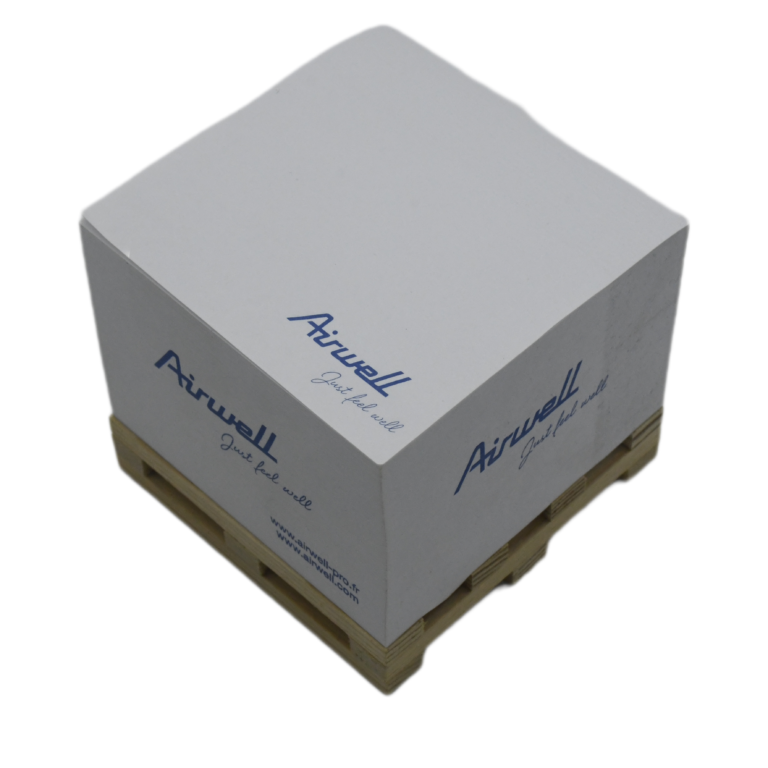 Custom Sticky Note Cube with Mini Wooden Pallet | Branded Desktop Memo Pad Wholesale
